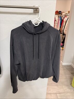 Athleta Charcoal Hooded Pullover Sweatshirt small